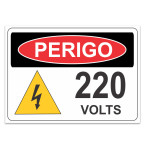 Placa Perigo 220V 30x20 cm PS 1 mm Sinalplast Placas de Sinalização