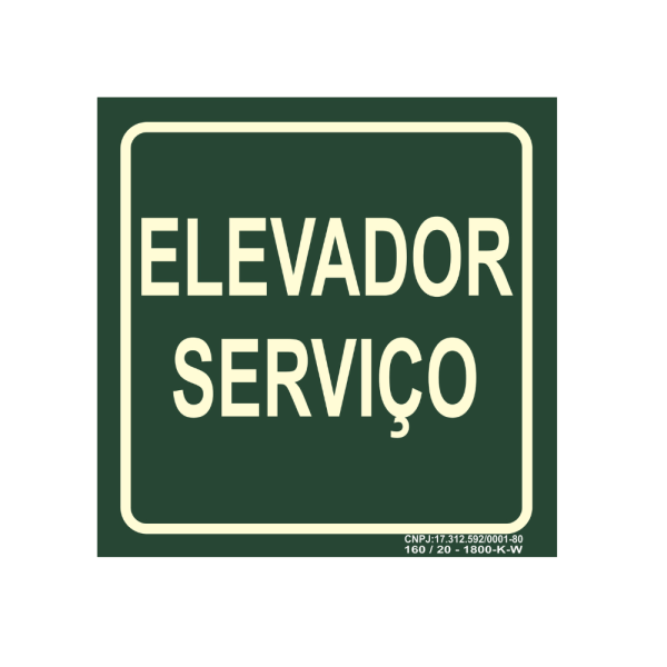 Placa de Sinalização - Elevador Serviço