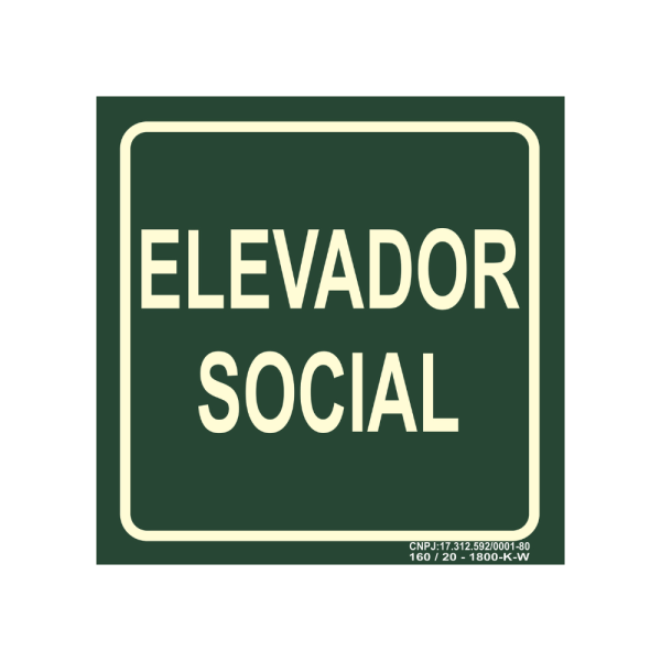 Placa de Sinalização - Elevador Social