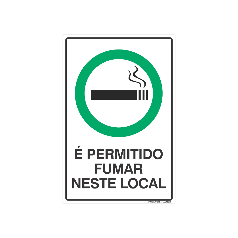 Placa E permitido fumar neste local 20x30 cm PS 1 mm