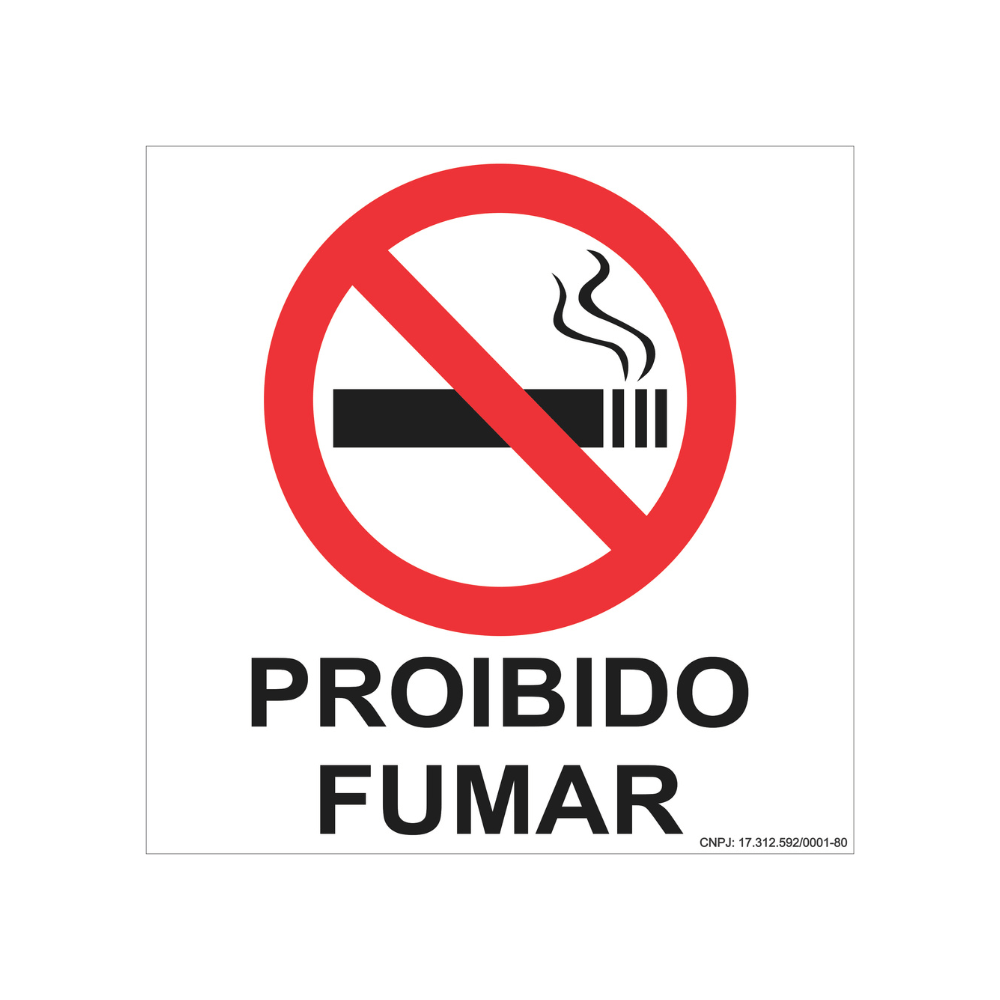 Placa Proibido Fumar - 20 x 20 cm - Modelo P1