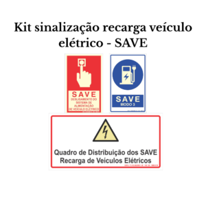 kit c/ 03 Placas de Sinalização para Recarga de Veículos Elétricos - IT 41/2025 CB SP